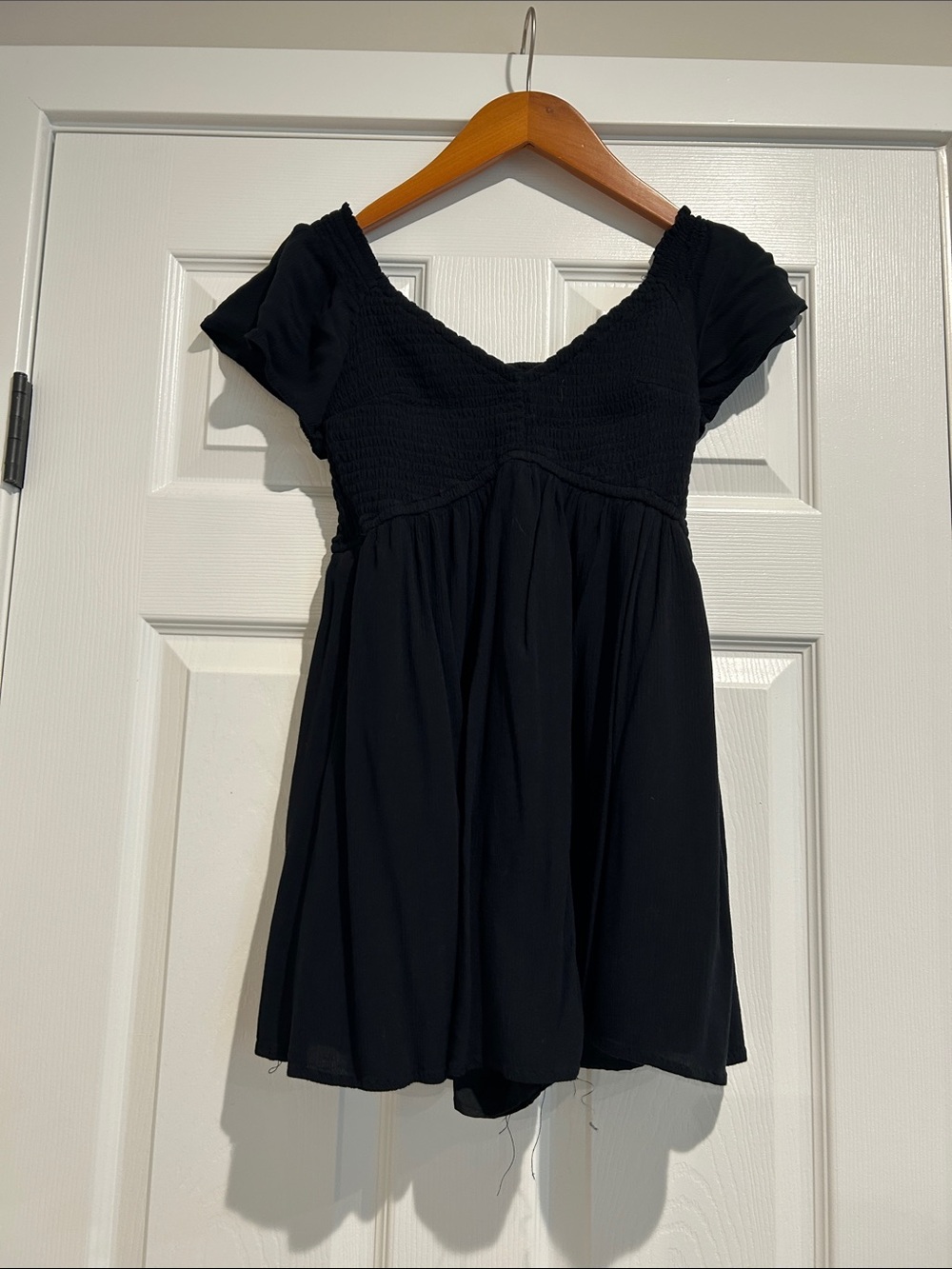 Hollister Black Short Sleeve Smocked Romper